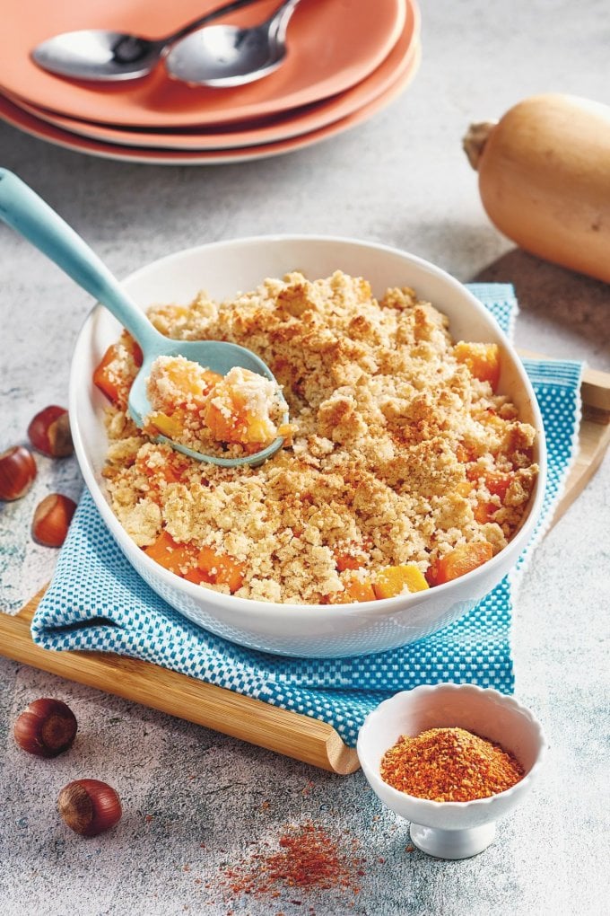 Crumble salé de butternut à la noisette