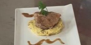 Porc roti a la sauge, polenta aux champignons