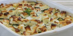 Gratin de courgettes aux oeufs brouilles