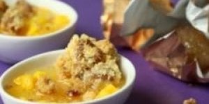 Soupe d-oranges et clementines aux mangues, crumble aux marrons glaces