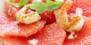 Carpaccio de pamplemousse et gambas croustillantes