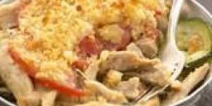 Crumble de volaille aux courgettes, tomates et parmesan