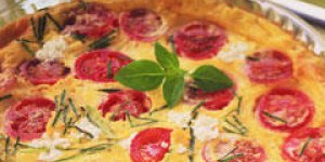 Clafoutis au chevre frais, courgette et tomates cerise