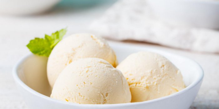 crème glacée à la vanille et à la menthe dans un bol produit bio vanille crème glacée à la menthe dans un bol prod...